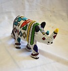 Beaded Wooden Animal Rhino Big