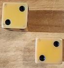 Bakelite Dice 1 2    Butterscotch Vintage In Gold-toned Metal Holder
