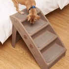 Dog Stairs Foldable 4 Steps Pet Dog Step For High Bed Indoor Outdoor Dark Brown