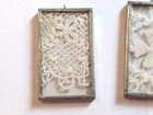 Lot Of 3 Antique Handmade Lace Glass Encased Ornament Cottage Grandma Core