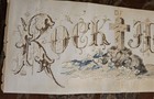 Victorian Embroidery Punch Paper   rock Of Ages     20 X 8 Unframed Cross Seashore