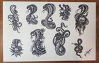 2  Pinky Yun Traditional Vintage Tattoo Flash Sheets 11x17 Snakes  Cobra Phoenix