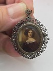 Antique 800 Silver Painted Picture Brooch Russian 