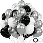 60pcs 12 Inch Metallic Silver Black   White Confetti Black   White   Silver