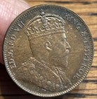 1910 Ceylon 1 Cent Copper Coin Near Mint Collectible Antique