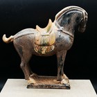 Collect Chinese Tang Dynasty Sancai Pottery War-horse Zodiac Wealth Statue 8 1 