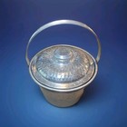 Vintage Insulated Hammered Aluminum Ice Bucket Made In Italy  W  Lid Handle