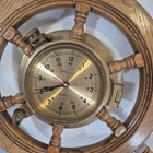 Ships Wheel Captain s Clock Wood Wooden Quartz Maritime Nautical Boat Helm