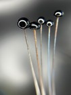 Antique Victorian Lot Of 5 Black Glass Hat Pins 8 75      10    Long Gothic Mourning