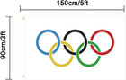 Olympic Flag 3 X 5 Ft    2024 Olympic Games Flag Olympic Decorations