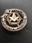 Vintage 10k Yellow Gold  Silver   Diamond Masons Round Fraternal  2 Grams