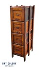 Antique Arts   Crafts Oak Four Drawer External Frame Office File Cabinet