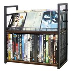 2-tier Dvd   Cd Storage Rack  Holds 56 Cases  Stackable Media Organizer Tower Fo