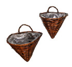 2 Woven Wicker Hanging Wall Pocket Vase Door Basket Boho Nesting Planter Decor