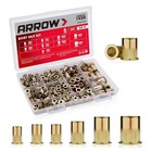 Arrow 200pc Rivet Nut Kit Sae Rivnut Assortment Flathead Threaded Insert Nutsert