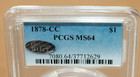 1878-cc  1 Morgan Dollar Pcgs Ms64  075wej 