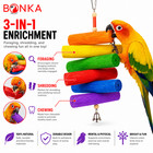 Bonka Bird Toys 2036 Rainbow Sola Atta Natural Chew Parrot Cage Toy Conure Pet