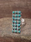 Native American Sterling Silver   Turquoise Cluster Ring By Nez Size - 9 5