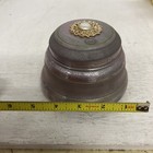 Vintage Metal Woman s Powder Puff Music Box With Flowered Brooch Motif Working