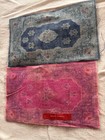 Rare Set Of 2 Antique 1910 Tobacco Felt Rugs-persian Oriental Style-b21 -unsewn