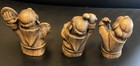 Japanese Style Musician Figurines Resin Netsuke Carved Wood Look Set Of 3