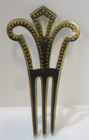 Vintage Lucite Faux Tortoise Shell Hair Comb With Green Rhinestones Pre-owned