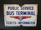 Vintage Psct Public Service New Jersey Bus Terminal Ticket Sign Porcelain Rare