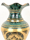 Vintage Green N Black Painted Etched Solid Brass Made In India Vase 6 