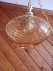 Vtg Mcm Amber Optic Glass Hanging Swag Lamp W Chain Works Great New Wiring 