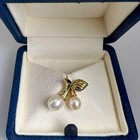 Mikimoto K18 Cherry Pearl Brooch Sakura Motif 22x18 5mm Japan Jewelry