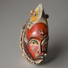 African Baule Mask Vintage Handcrafted Tribal Wood Carving Wall Art Decor 13x8