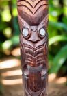 M  ori Inspired Tribal Tiki Wood Carving Half Statue Wall Plaque 39  X 7 