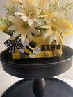 Bee Kind Mini Wood Crate Tiered Tray Table Decor Bees Yellow Florals Spring New