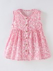 Children s Floral Print Button-front Casual Dress