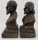 Vtg Bronze Bookends Shakespeare   Dickens Bust Polychrome Painted Art Deco Pair