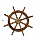 36  Wheel Wooden Teak Pirate Ship s Brass Nautical Big Ship Steering Home D  cor
