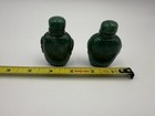 Vintage Chinese Carved Green Hardstone Snuff Bottle Form Pair     Serpentine