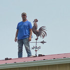 Huge Handcrafted 3 Dimensional Rooster Weathervane Copper Patina Finish