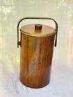 Mid-century Modern Walnut Ice Bucket  Double-glass Insulated Barware