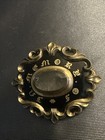 C 1880 In Memory Hair Victorian Antique Enamel Gold Scroll Pin Mourning Estate 