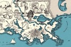 1930s Antique Louisiana State Map Rare Animated Louisiana Picture Map  Blu 2352