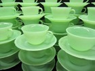 Vtg  Jadeite Fire King Alice Cup And Saucer Set  Mint Condition