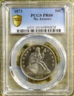 1873 No Arrows Pcgs Pr60 Seated Half Dollar - Pcgs Gold Shield