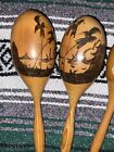 Lot 3 Vintage Maracas Musical Shaker Natural Painted Gourd Wood Acapulco Mexico
