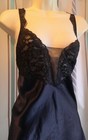 Victoria s Secret Vtg Gold Label Black Satin Maxi Gown Illusion Plunge slit M