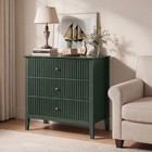 Fluted 3 Drawer Dresser Nightstand 32 Wide Modern Wood Chest Painted Dark Green
