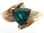 Dark Green Topaz   Diamond Ring 10k Yellow Gold Size 10 Lgl Vintage Jewelry