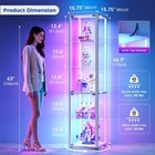 4-sided Rotating Glass Case W  Rgb Light  Sensor   Lock For Collectibles Show