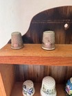 Vintage Wooden Thimble Display With 15 Thimbles Included