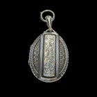 Victorian Antique Sterling Silver Etched Locket Pendant   Fob Birmingham England